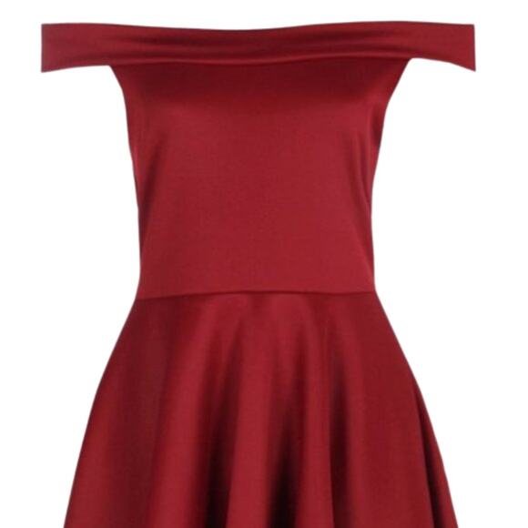 NWT Boohoo Tamsin Off Shoulder Skater Dress Size 10 - Picture 6 of 9